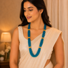 Sky Blue Crystal Beads Long Necklace
