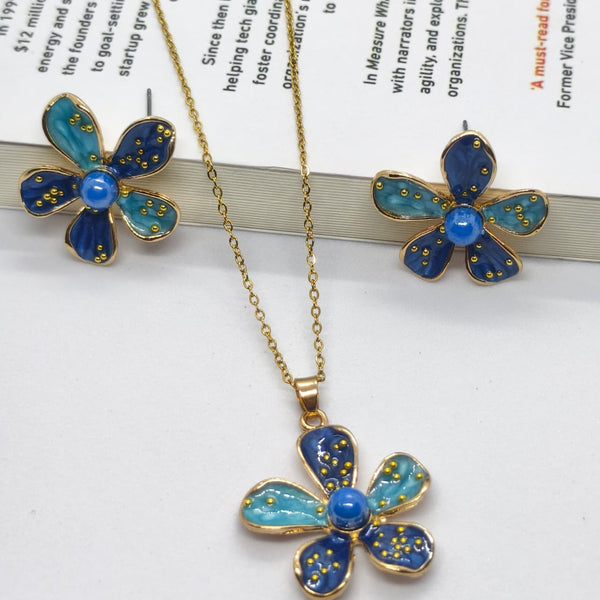 BlueBliss Floral Pendant Set