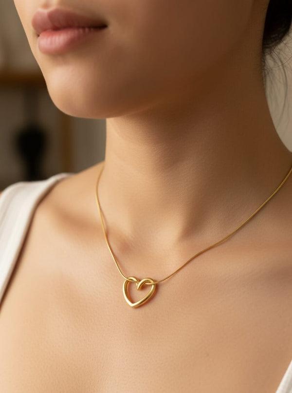 Golden Heartbeat Anti-Tarnish Pendant Necklace