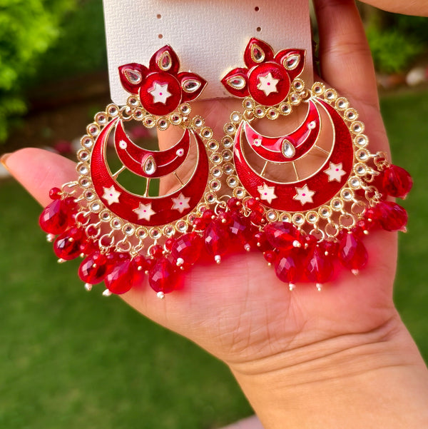 Starlit Crescent Designer Earrings