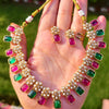 Ruby Emerald Pearl Delight Necklace Set