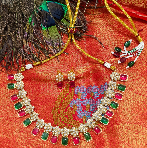 Ruby Emerald Pearl Delight Necklace Set