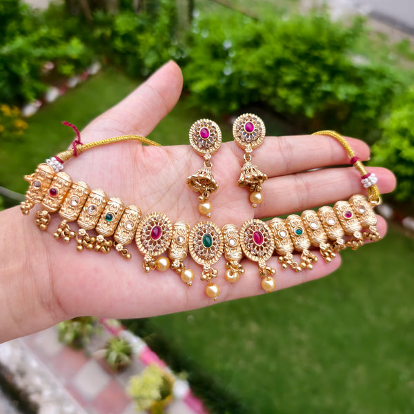 Antique Gold Temple Choker Set