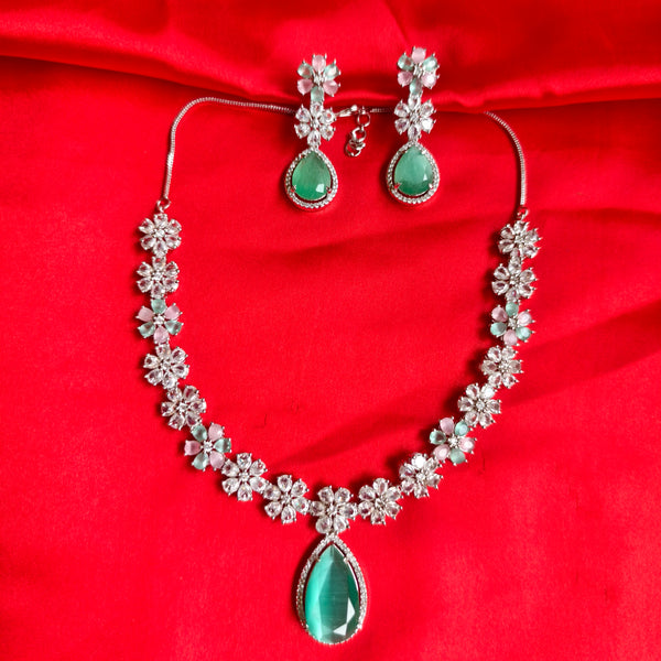 Dual Tone American Diamond Necklace Set