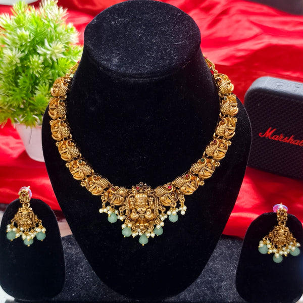 Regal Lakshmi Antique Temple Necklace Set
