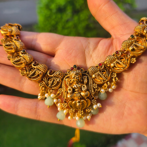 Regal Lakshmi Antique Temple Necklace Set