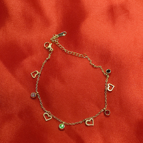 Celestial Glow Anti-Tarnish love & Multicolor Charm Bracelet