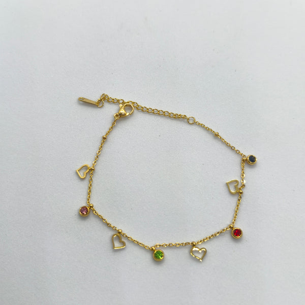 Celestial Glow Anti-Tarnish love & Multicolor Charm Bracelet