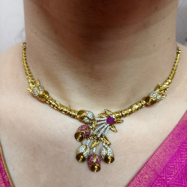 Golden Blossom Antique Necklace Set