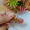 Crystal Heart Drop Hoop Earrings
