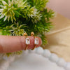 Elegant Rectangle Stone Hoop Earrings