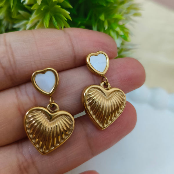 Gold Plated Heart Drop Earrings