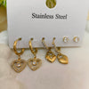 Gold Plated Heart & Stud Earrings Set – 3 Pairs