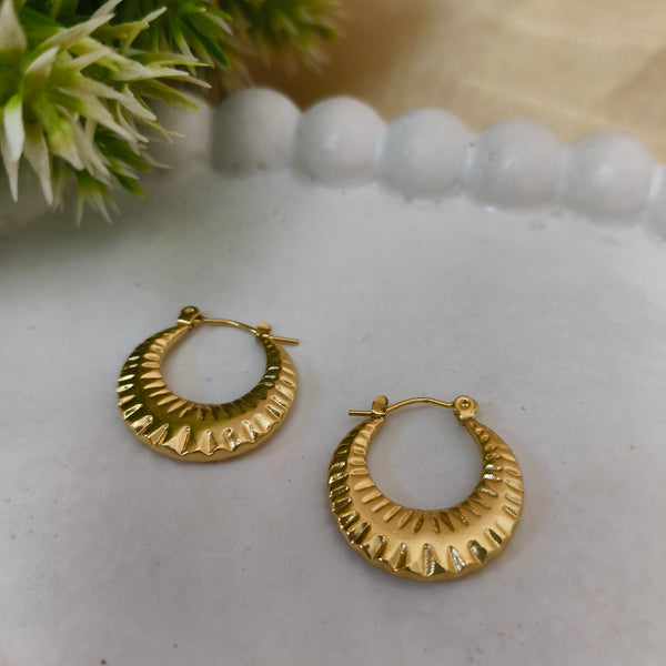 Gold Plated Textured Hoop Earrings