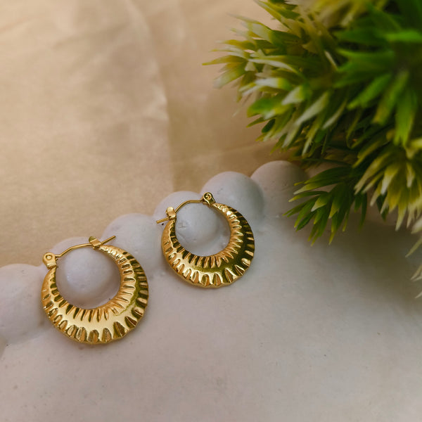 Gold Plated Textured Hoop Earrings