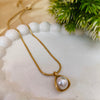 Golden Pearl Charm Necklace