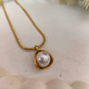 Golden Pearl Charm Necklace