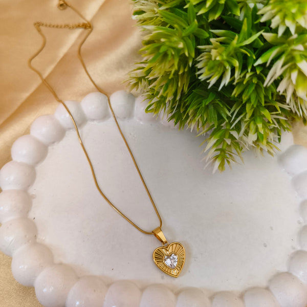 Golden Heart Crystal Pendant Chain