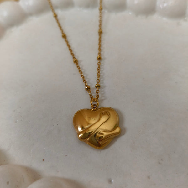 Hug Embrace Heart Pendant Chain
