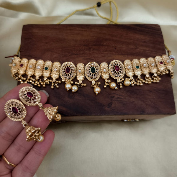 Antique Gold Temple Choker Set