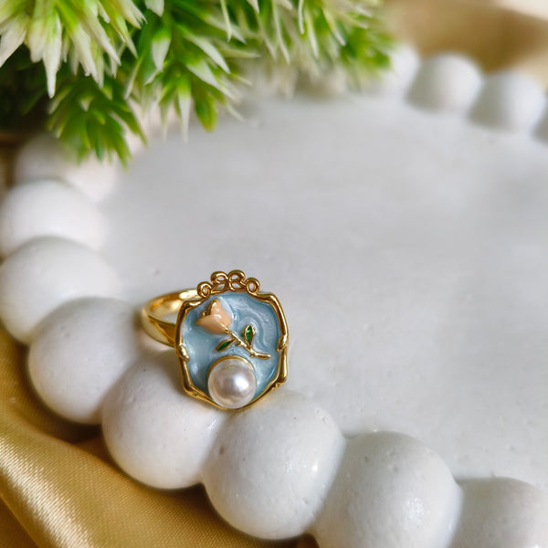 Blossom Pearl Enamel Anti-Tarnish Ring