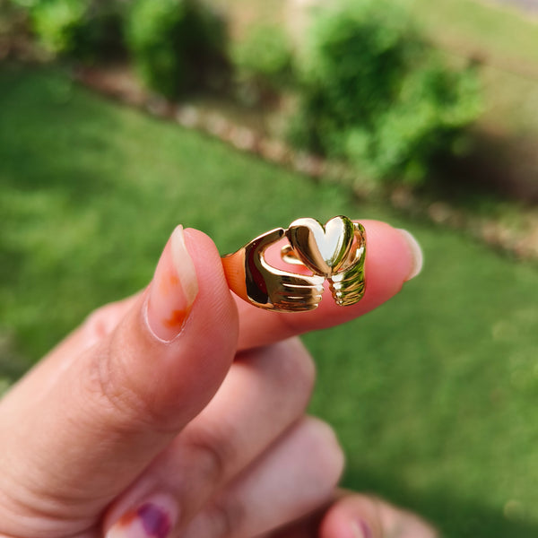 Embrace Heart Anti-Tarnish Gold Ring