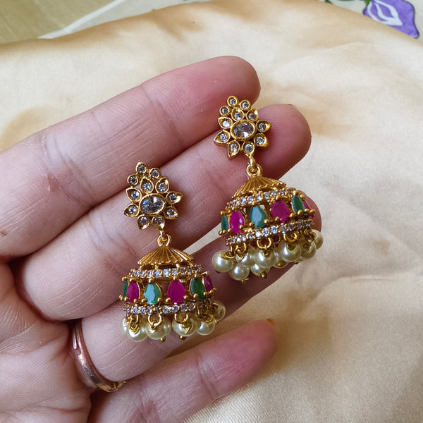 Floral Aura Antique Jhumkas