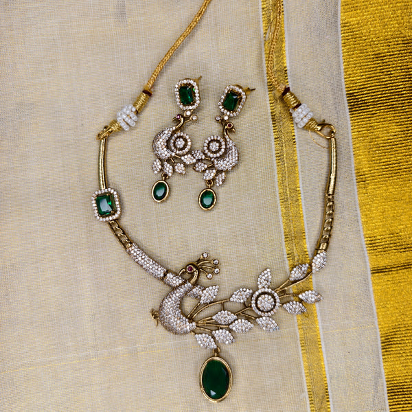 Emerald Peacock Radiance Necklace Set