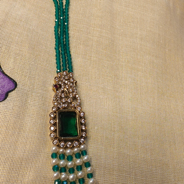 Emerald Heritage Pearl Beads Long Necklace