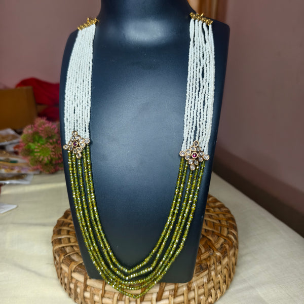 Olive Pearl Cascade Beads Necklace
