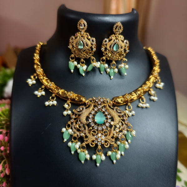Mint Green Temple Choker Necklace Set