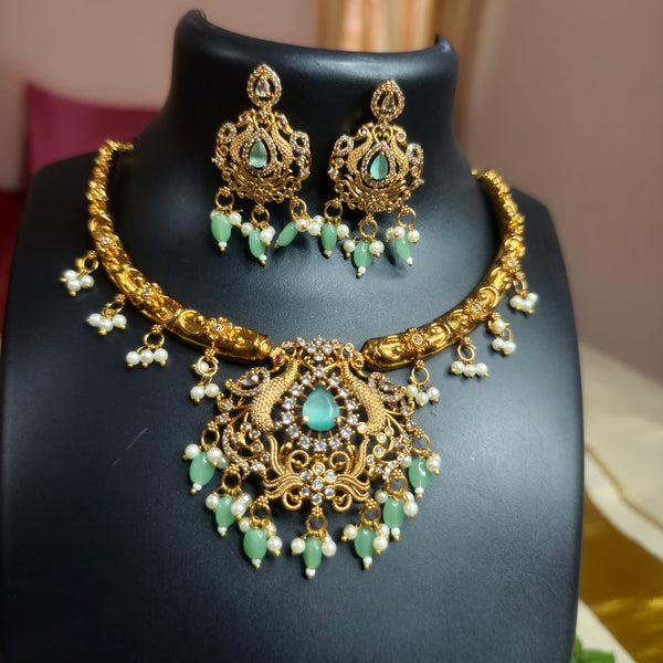 Mint Green Temple Choker Necklace Set