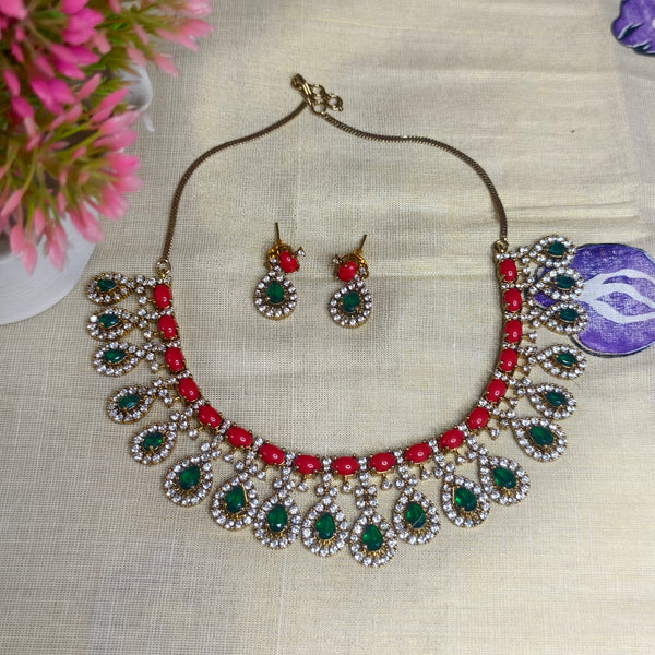 Emerald Ruby Royale Choker Necklace Set