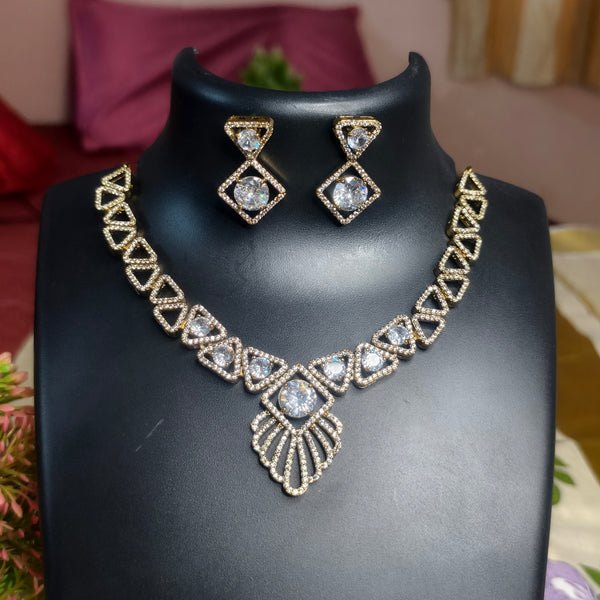 Emerald Aura American Diamond Necklace Set
