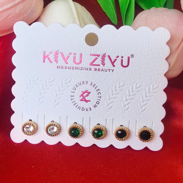 Circular Anti-Tarnish Stud Earrings Combo Set