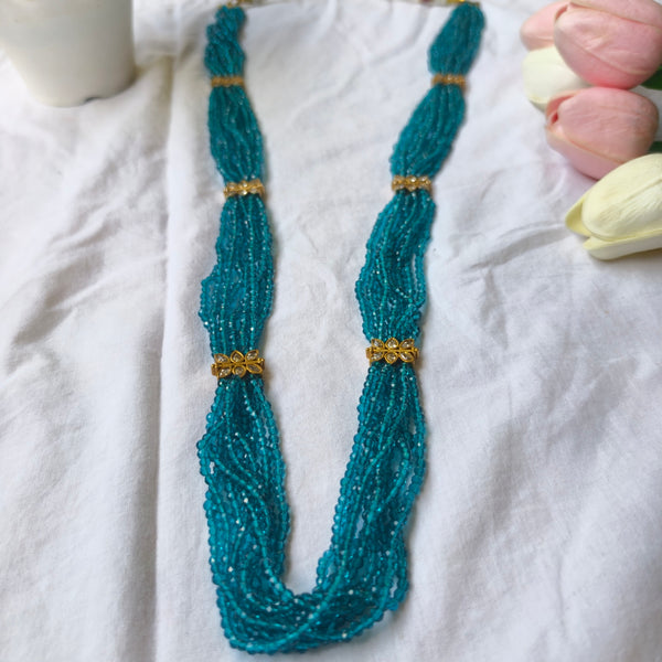Sky Blue Crystal Beads Long Necklace