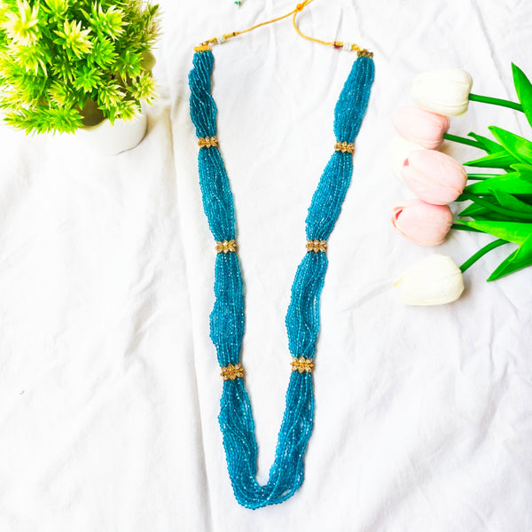 Sky Blue Crystal Beads Long Necklace
