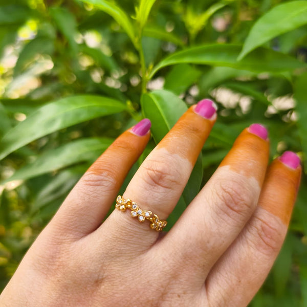 Golden Butterfly Bloom Anti-Tarnish Ring