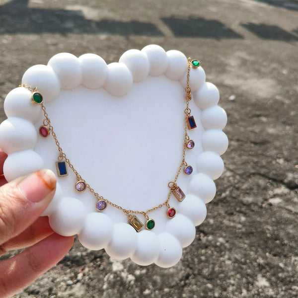 Rainbow Stone Dangling Pendant Chain