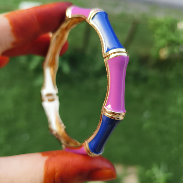 Candy Pop Enamel Bamboo Kada – Pink & Blue