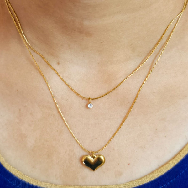 HeartGlow Layered Pendant Chain