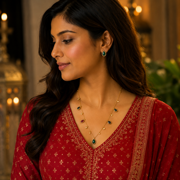 Aurora Luxe Anti-Tarnish Multi-Stone Necklace & Earrings Set