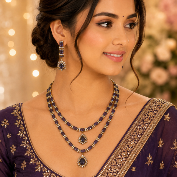 Midnight Sapphire Royale Layered Necklace Set