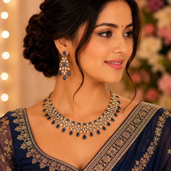 Celestial Sapphire Cascade Necklace Set