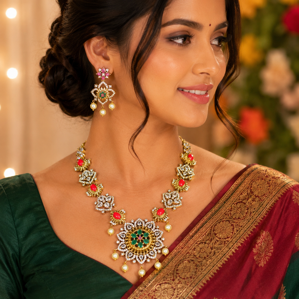 Navratna Bloom Heritage Necklace Set