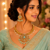 Mint Green Temple Choker Necklace Set
