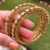 Antique Floral Bangles with Kundan Stones