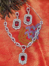 Elegant Ruby Red AD Necklace Set