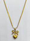 Anti Tarnish Heart and Bow Pendant Chain