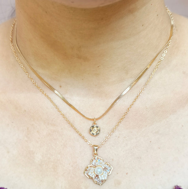 Pearl Bloom Dual Layered Anti-Tarnish Pendant Chain